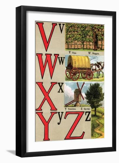 V, W, X, Y, Z Illustrated Letters-Edmund Evans-Framed Art Print