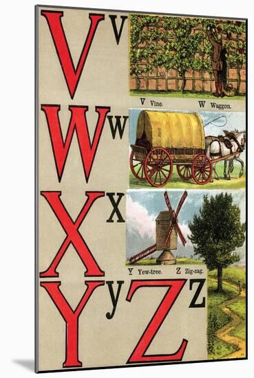 V, W, X, Y, Z Illustrated Letters-Edmund Evans-Mounted Art Print