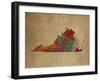 VA Colorful Counties-Red Atlas Designs-Framed Giclee Print