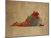 VA Colorful Counties-Red Atlas Designs-Mounted Giclee Print