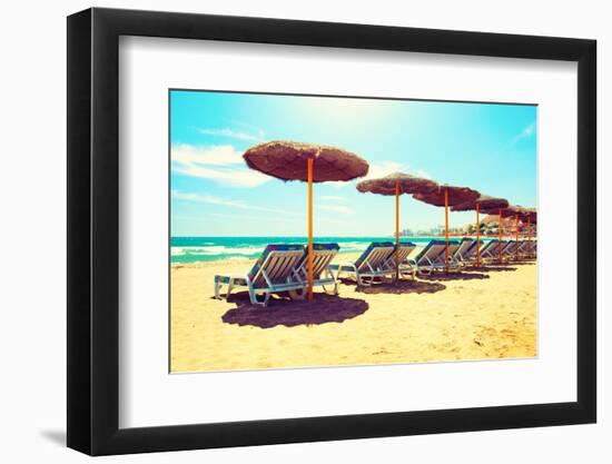 Vacation Concept. Spain. Beach on Costa Del Sol. Mediterranean Sea-Subbotina Anna-Framed Photographic Print