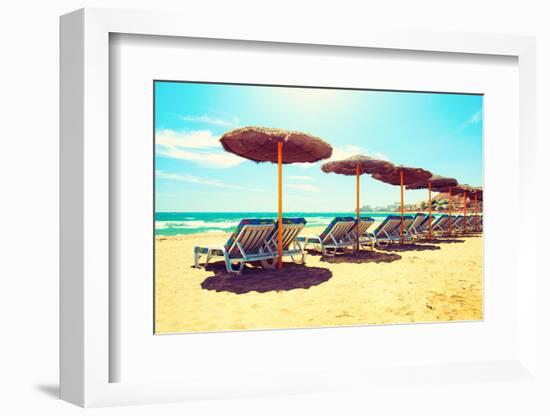 Vacation Concept. Spain. Beach on Costa Del Sol. Mediterranean Sea-Subbotina Anna-Framed Photographic Print