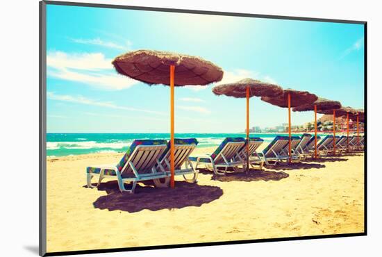 Vacation Concept. Spain. Beach on Costa Del Sol. Mediterranean Sea-Subbotina Anna-Mounted Photographic Print