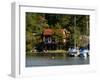 Vacation Home and Boats on Island in Helsinki harbor, Helsinki, Finland-Nancy & Steve Ross-Framed Photographic Print