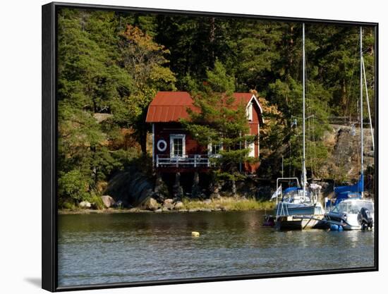 Vacation Home and Boats on Island in Helsinki harbor, Helsinki, Finland-Nancy & Steve Ross-Framed Photographic Print