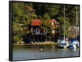 Vacation Home and Boats on Island in Helsinki harbor, Helsinki, Finland-Nancy & Steve Ross-Framed Photographic Print