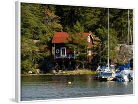 Vacation Home and Boats on Island in Helsinki harbor, Helsinki, Finland-Nancy & Steve Ross-Framed Photographic Print