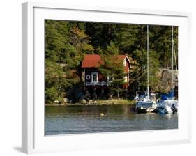 Vacation Home and Boats on Island in Helsinki harbor, Helsinki, Finland-Nancy & Steve Ross-Framed Photographic Print