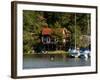 Vacation Home and Boats on Island in Helsinki harbor, Helsinki, Finland-Nancy & Steve Ross-Framed Photographic Print