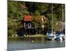 Vacation Home and Boats on Island in Helsinki harbor, Helsinki, Finland-Nancy & Steve Ross-Mounted Photographic Print