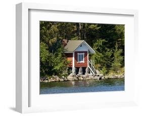 Vacation Home and Boats on Island in Helsinki harbor, Helsinki, Finland-Nancy & Steve Ross-Framed Photographic Print