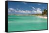 Vacationers along Palm Beach in Aruba-raphoto-Framed Stretched Canvas