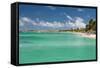 Vacationers along Palm Beach in Aruba-raphoto-Framed Stretched Canvas