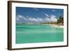 Vacationers along Palm Beach in Aruba-raphoto-Framed Photographic Print