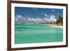 Vacationers along Palm Beach in Aruba-raphoto-Framed Photographic Print