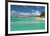 Vacationers along Palm Beach in Aruba-raphoto-Framed Photographic Print