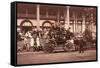 Vacationers and Coach outside Fort William Henry Hotel-null-Framed Stretched Canvas