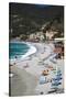 Vacationers Enjoying the Beach, Monterosso, Cinque Terre, Italy-Terry Eggers-Stretched Canvas