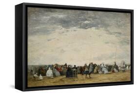 Vacationers on the Beach at Trouville, 1864-Eugene Louis Boudin-Framed Stretched Canvas