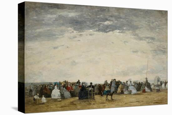Vacationers on the Beach at Trouville, 1864-Eugene Louis Boudin-Stretched Canvas