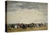 Vacationers on the Beach at Trouville, 1864-Eugene Louis Boudin-Stretched Canvas
