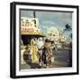 Vacationers Walking by Booths Advertising Boat Tours-Hank Walker-Framed Photographic Print