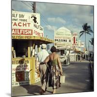 Vacationers Walking by Booths Advertising Boat Tours-Hank Walker-Mounted Photographic Print