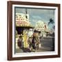 Vacationers Walking by Booths Advertising Boat Tours-Hank Walker-Framed Photographic Print