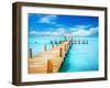 Vacations and Tourism Concept. Tropic Paradise. Jetty on Isla Mujeres, Mexico,Cancun-Subbotina Anna-Framed Photographic Print