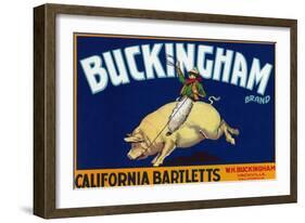 Vacaville, California, Buckingham Brand Pear Label-Lantern Press-Framed Art Print