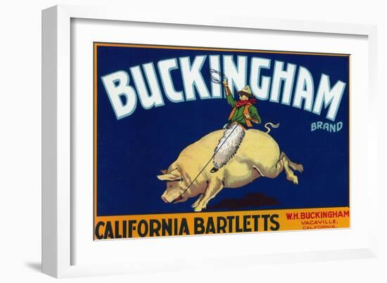 Vacaville, California, Buckingham Brand Pear Label-Lantern Press-Framed Art Print