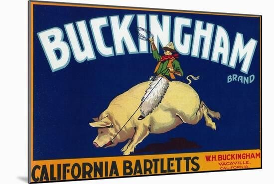 Vacaville, California, Buckingham Brand Pear Label-Lantern Press-Mounted Art Print