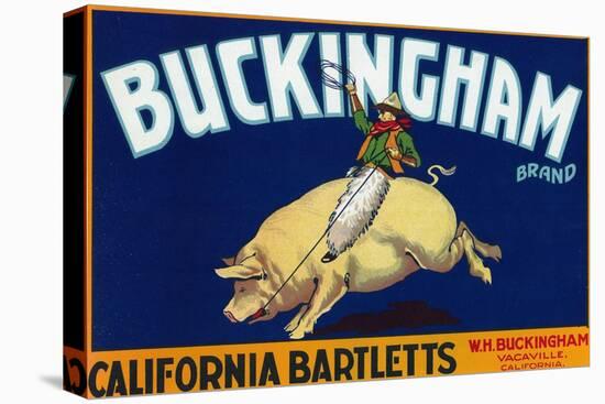 Vacaville, California, Buckingham Brand Pear Label-Lantern Press-Stretched Canvas