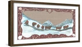 Vaches Sous La Neige-Nathalie Renzacci-Framed Art Print