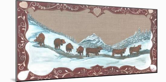 Vaches Sous La Neige-Nathalie Renzacci-Mounted Art Print