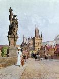 Statue of St. Lutgardis on the Charles Bridge, Prague, Illustration from "Stara Praha ," circa 1900-Vaclav Jansa-Giclee Print