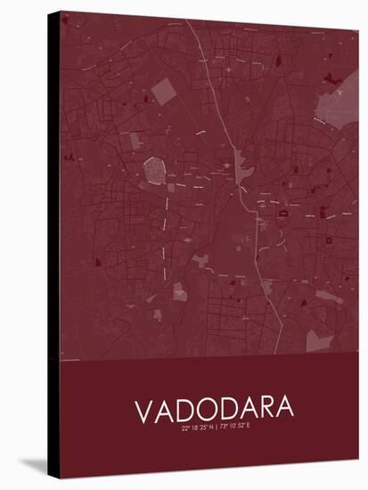 Vadodara, India Red Map-null-Stretched Canvas