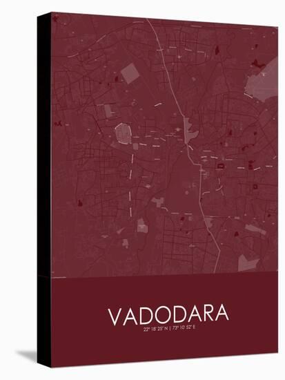 Vadodara, India Red Map-null-Stretched Canvas