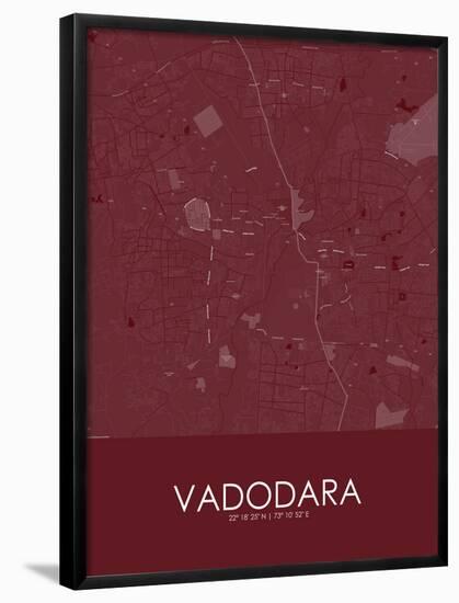 Vadodara, India Red Map-null-Framed Poster