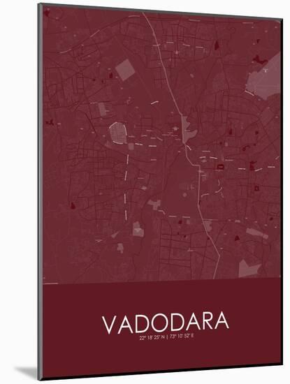 Vadodara, India Red Map-null-Mounted Poster