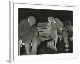 Vagrants Asleep on Bench on Thames Embankment, London-Peter Higginbotham-Framed Photographic Print