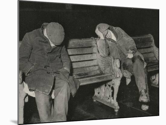Vagrants Asleep on Bench on Thames Embankment, London-Peter Higginbotham-Mounted Photographic Print