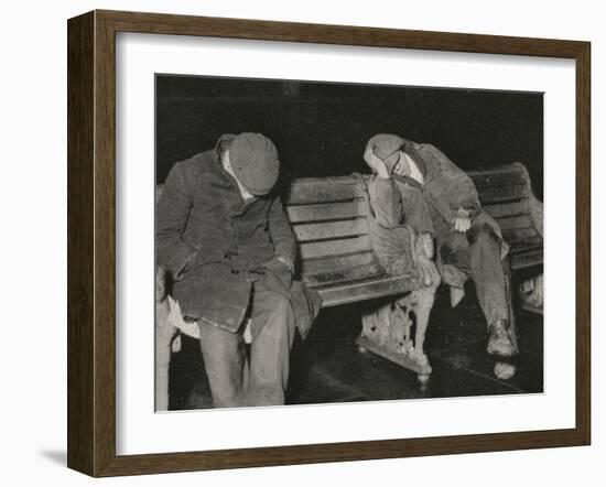 Vagrants Asleep on Bench on Thames Embankment, London-Peter Higginbotham-Framed Photographic Print