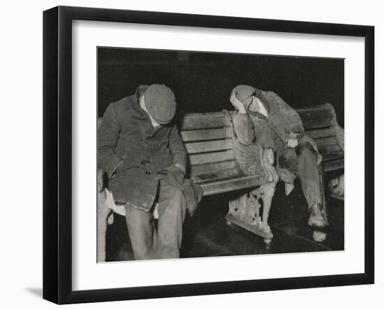 Vagrants Asleep on Bench on Thames Embankment, London-Peter Higginbotham-Framed Photographic Print