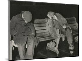 Vagrants Asleep on Bench on Thames Embankment, London-Peter Higginbotham-Mounted Photographic Print