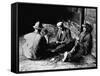 Vagrants Playing Cards in Railroad Car-null-Framed Stretched Canvas