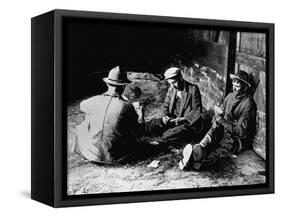 Vagrants Playing Cards in Railroad Car-null-Framed Stretched Canvas