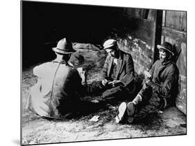Vagrants Playing Cards in Railroad Car-null-Mounted Photographic Print