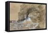 Vagues se brisant contre une falaise de la côte Normande ou "Les Falaises d'Etretat";-Eugene Delacroix-Framed Stretched Canvas