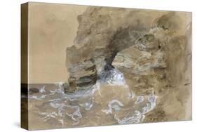 Vagues se brisant contre une falaise de la côte Normande ou "Les Falaises d'Etretat";-Eugene Delacroix-Stretched Canvas